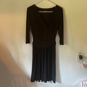 Nine West black 3/4 sleeve v-neck midi dress